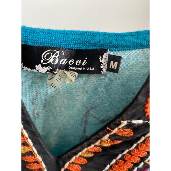 BACCI WOMEN'S COLORFUL EMBROIDERED BOHEMIAN SWEATER DRESS SZ M - Picture 4 of 4